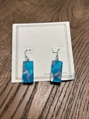 Blue Resin Rectangle Drop Earrings - Unbranded